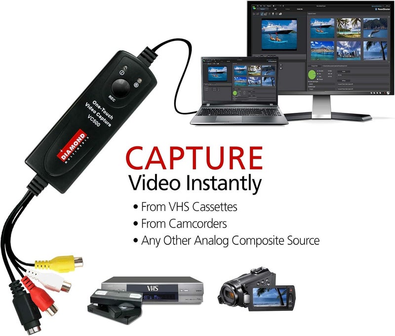 Diamond Multimedia VC500 One Touch VHS to Digital File, DVD Converter with Easy to use Software, Convert, Edit and Save For Win7,8,10,11 - Image 4